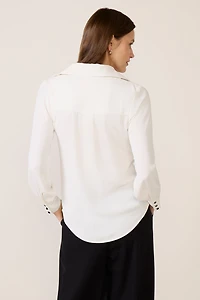 Quinn Crepe Satin Bow Shirt