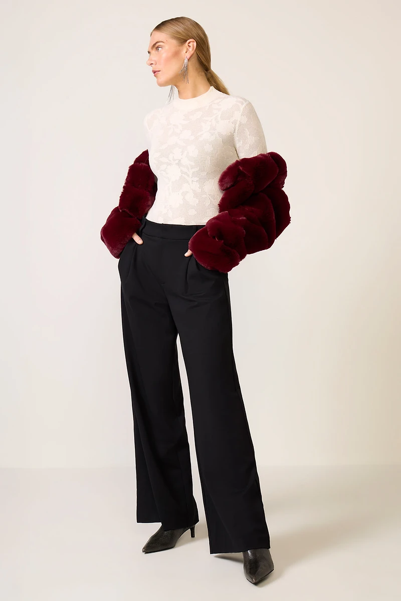 Cheryl Pleated Knit Wide Leg Trouser