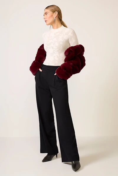 Cheryl Pleated Knit Wide Leg Trouser
