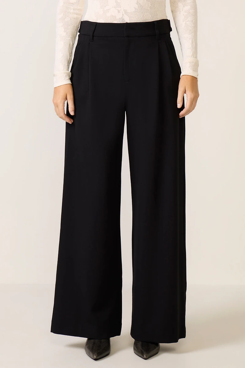 Cheryl Pleated Knit Wide Leg Trouser