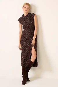 Uptown Plaid Midi Dress