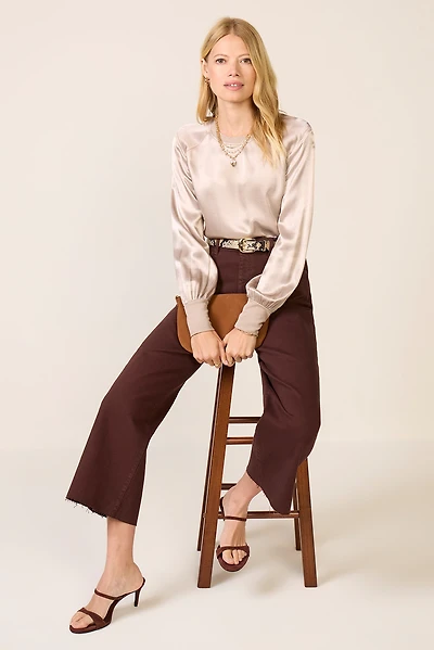 City Satin Long Sleeve Top