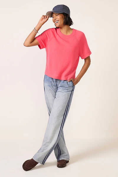 Katie Short Sleeve Raglan Cashmere Tee