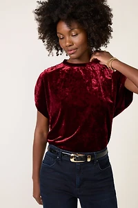 Acacia Velvet Shirred Shoulder Tee