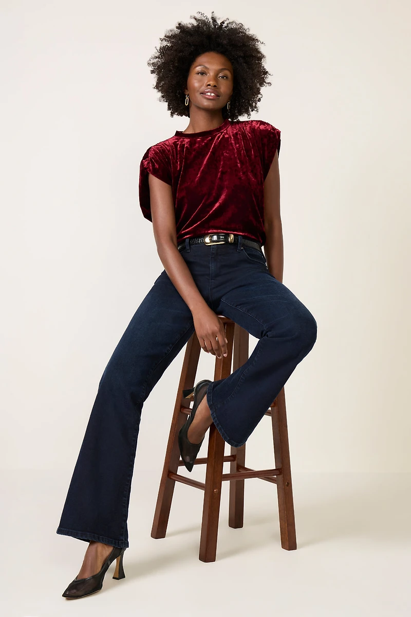 Acacia Velvet Shirred Shoulder Tee