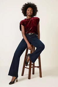 Acacia Velvet Shirred Shoulder Tee