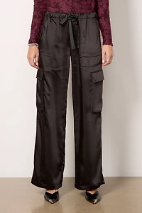 Satin Cargo Wide Leg