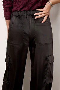 Satin Cargo Wide Leg