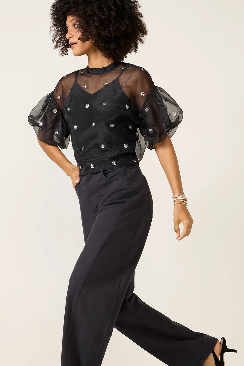 Cinthia Puff Organza Top