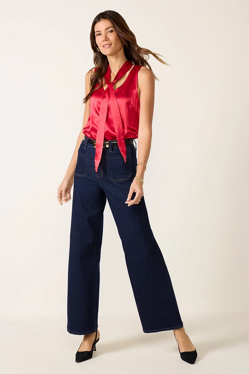 Sleeveless Tie Neck Top