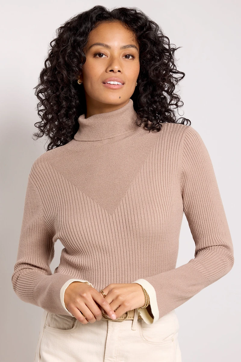 Ravena Rib Knit High Neck Top