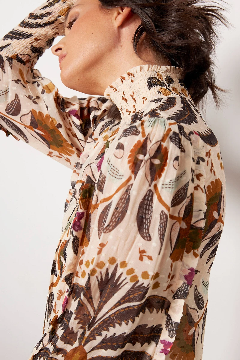 Palms Paradise Sand High Neck Mini Dress