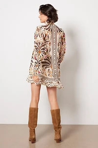 Palms Paradise Sand High Neck Mini Dress