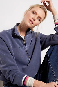 Stripe Rib Half Zip Pullover
