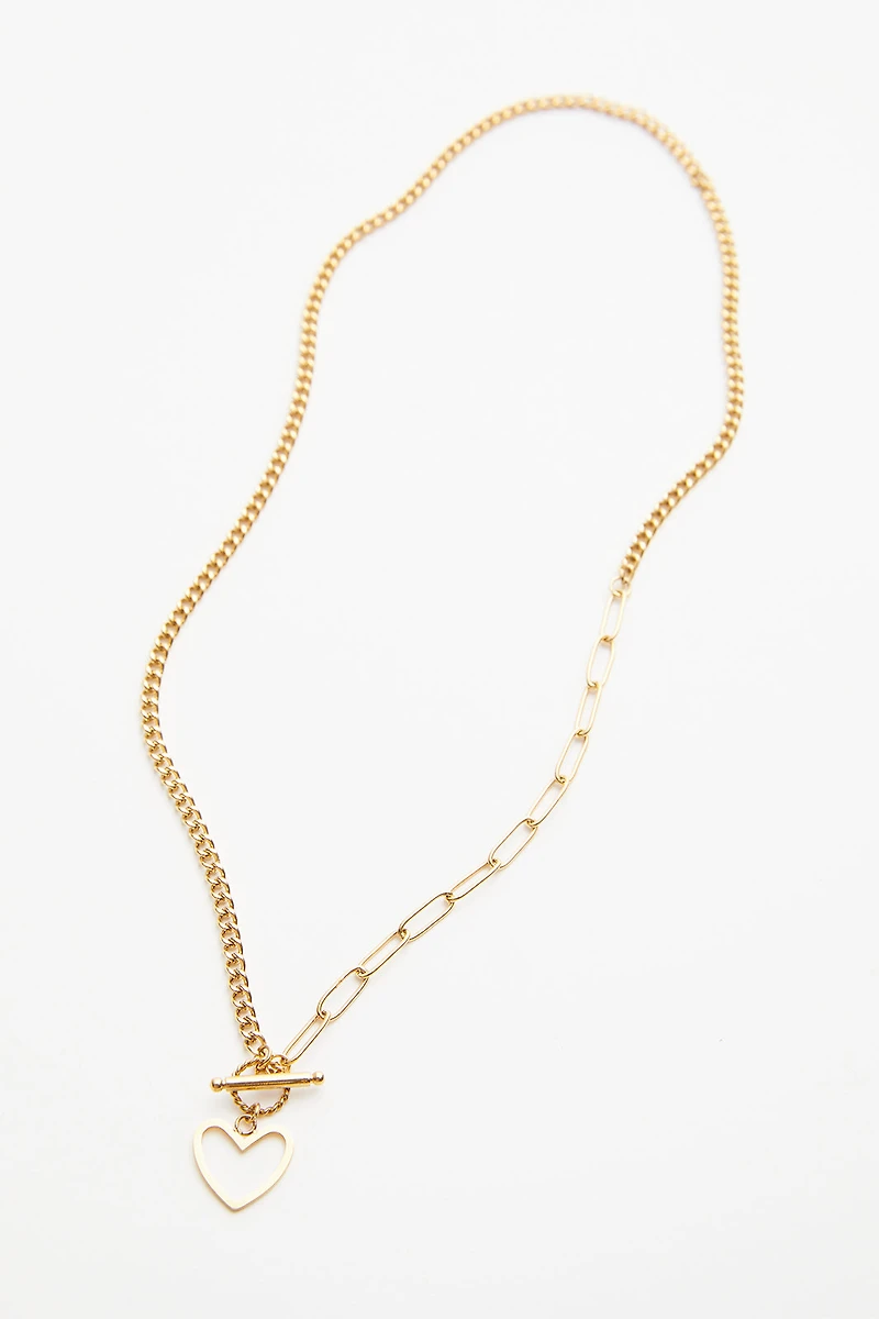 Heart Charm Toggle Necklace