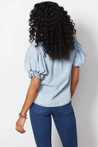 Pleated Puff Sleeve Top
