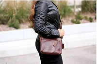 Nancy Collar - Womens Black Diamond Stitch Leather Jacket