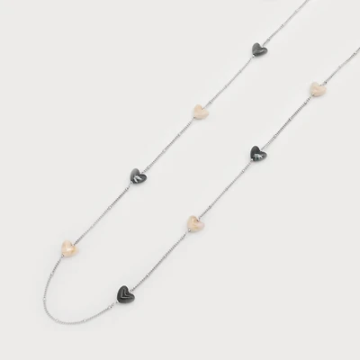Collier argent - Cœurs multicolores