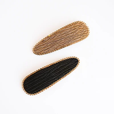 2 barrettes à cheveux - Brun & diamants