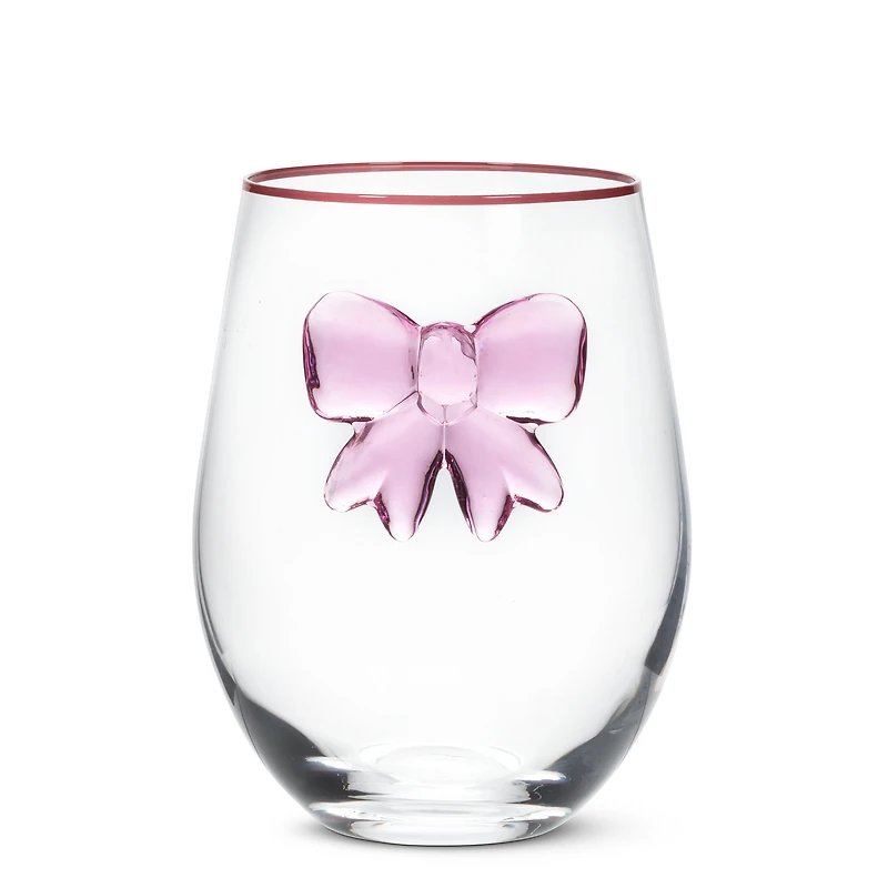 Verre à vin sans pied - Boucle rose