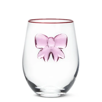 Verre à vin sans pied - Boucle rose