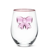 Verre à vin sans pied - Boucle rose