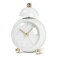 Retro alarm clock - White & gold