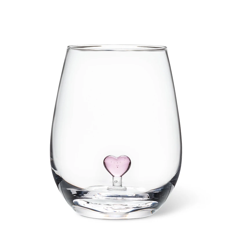 Stemless glass - 3D pink heart