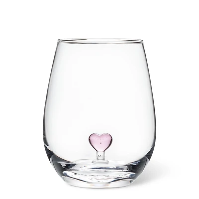 Stemless glass - 3D pink heart