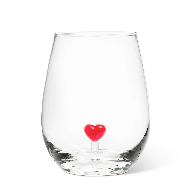 Stemless glass - 3D red heart