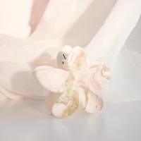 Grande pince à cheveux - Fleur marbrée crème