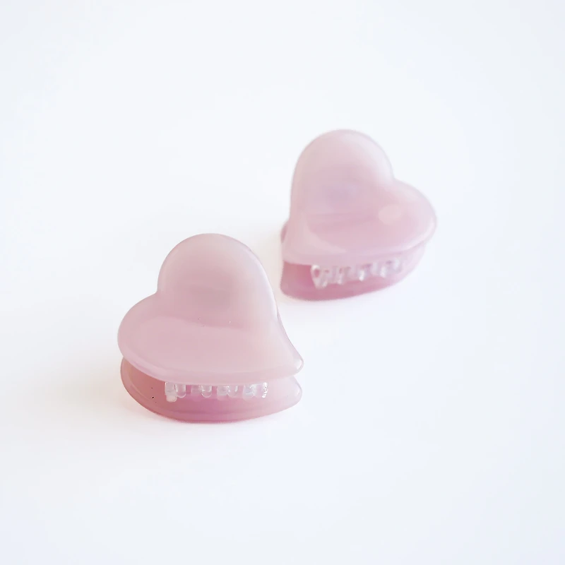 2 pinces à cheveux - Coeur rose