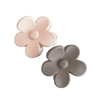 2 pinces à cheveux - Fleurs beiges & brunes