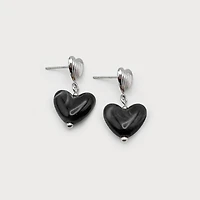 Boucles d’oreilles argents - Cœur noir
