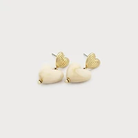 Boucles d’oreilles dorés - Cœur crème