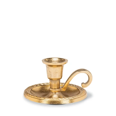 Golden candle holder with handle