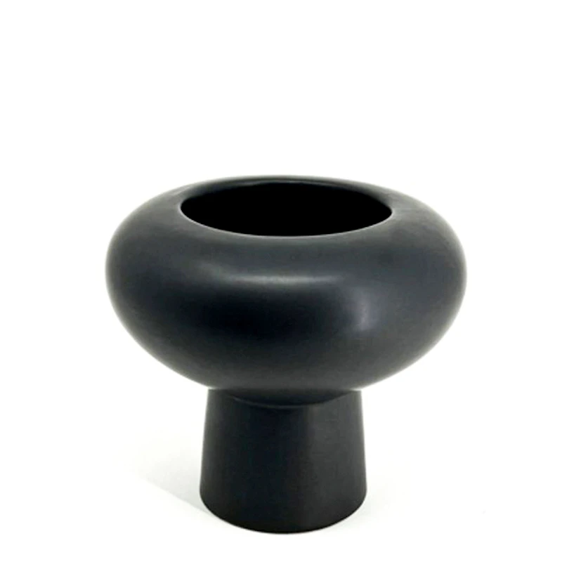 Vase moderne champignon - Noir mat