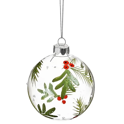 Glass Christmas ball - Mistletoe leaf