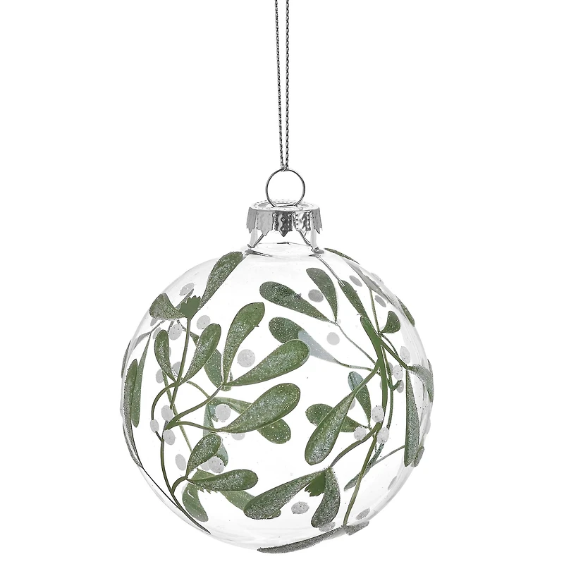 Glass Christmas ball - Green foliage