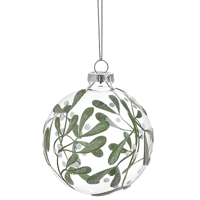 Glass Christmas ball - Green foliage