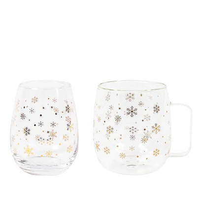 Duo of glasses - Silver flakes