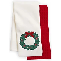 Serviettes de cuisine (2) - Couronne de Noël