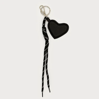 Silver keychain - Black cord & heart