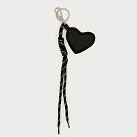 Silver keychain - Black cord & heart