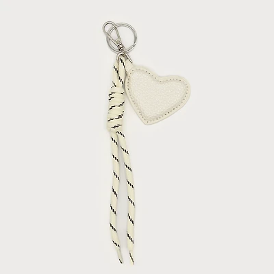 Porte-clé argent - Corde & coeur blancs
