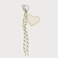 Porte-clé argent - Corde & coeur blancs