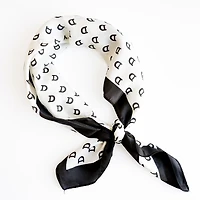 Foulard carré en satin - Noir & blanc