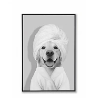 Black and white frame - Dog with towel