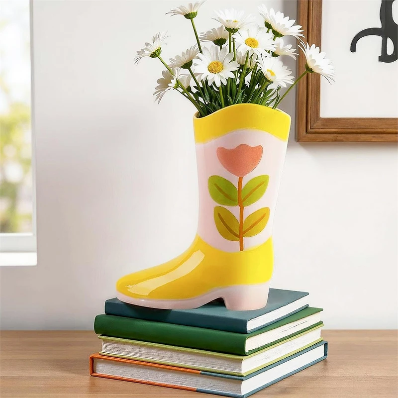 Cowboy boot vase - Yellow