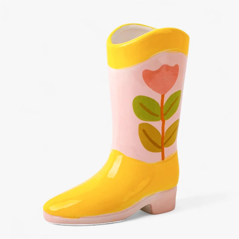Vase botte de cowboy - Jaune